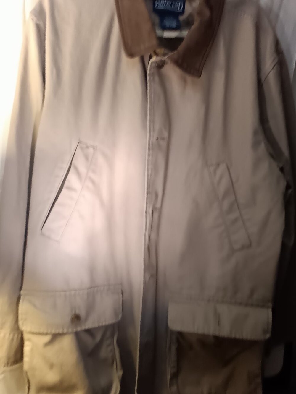 LANDS END FARM/BARN/CHORE MENS JACKET NO LINING SIZE LARGE REGULAR BEIGE SUEDE C